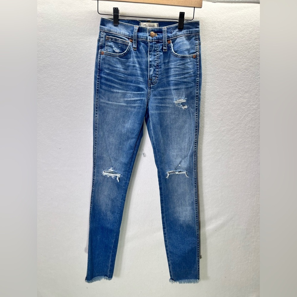 Madewell 10” High Rise Skinny Distressed Jeans Womens 25 Stretch Cute Denim 2071
